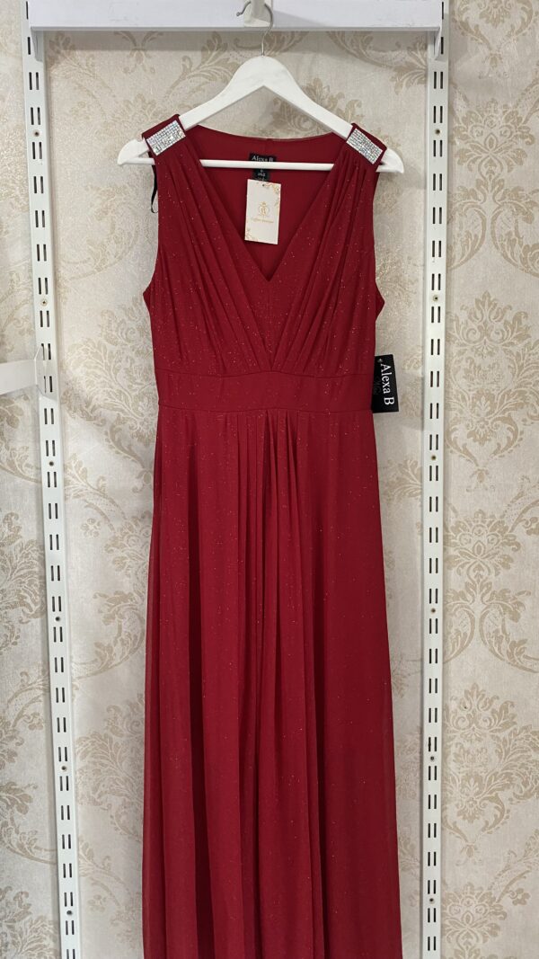 Vestido largo fiesta rojo brillos