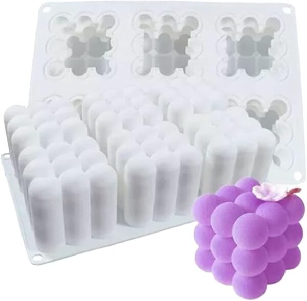 MOLDE DE SILICONA 3D - DISEÑO BURBUJAS X 6