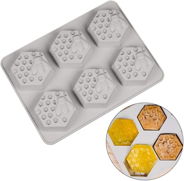 MOLDE DE SILICONA 3D - DISEÑO ABEJA DE 6 AGUJEROS