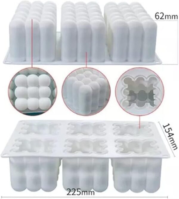 MOLDE DE SILICONA 3D - DISEÑO BURBUJAS X 6