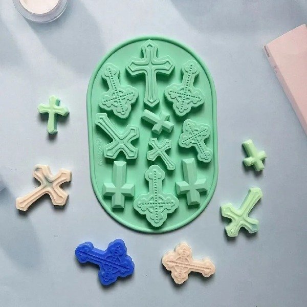MOLDE DE SILICONA 3D - DISEÑO CRUZ X 10