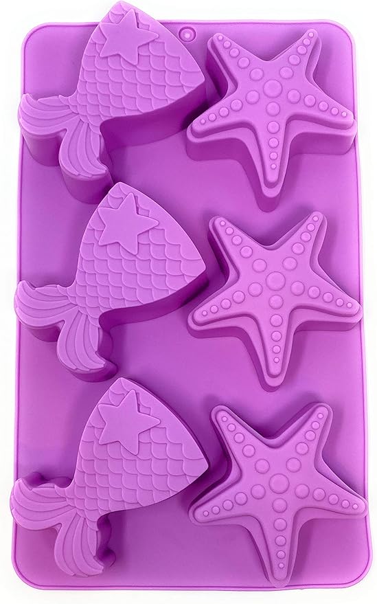 MOLDE DE SILICONA 3D - COLA DE SIRENA Y ESTRELLA DE MAR