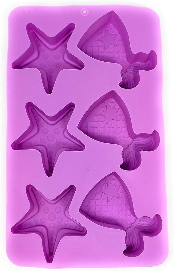 MOLDE DE SILICONA 3D - COLA DE SIRENA Y ESTRELLA DE MAR