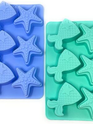 MOLDE DE SILICONA 3D - COLA DE SIRENA Y ESTRELLA DE MAR