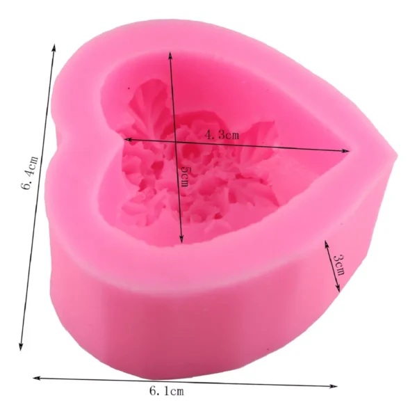 MOLDE DE SILICONA 3D - DISEÑO CORAZON ROSA