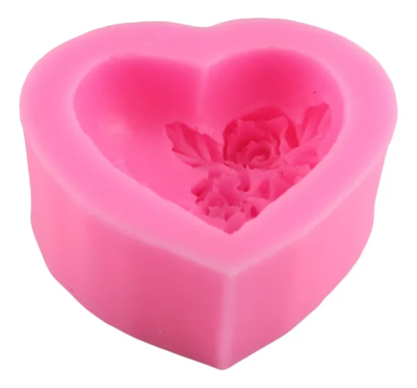 MOLDE DE SILICONA 3D - DISEÑO CORAZON ROSA