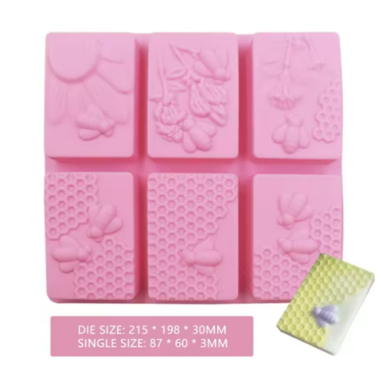 MOLDE DE SILICONA 3D RECTANGULAR ABEJAS