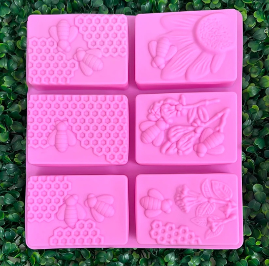 MOLDE DE SILICONA 3D RECTANGULAR ABEJAS