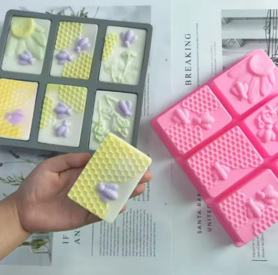 MOLDE DE SILICONA 3D RECTANGULAR ABEJAS