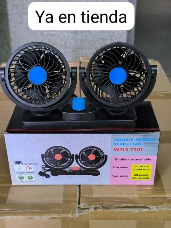 Ventilador doble giratorio 360° para auto