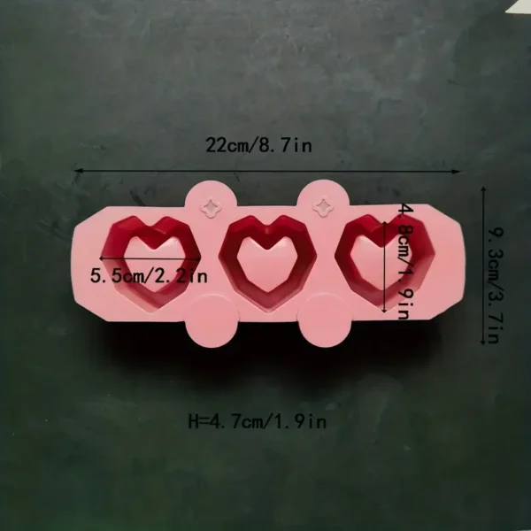 MOLDE DE SILICONA 3D - DISEÑO DE CORAZONES X 3