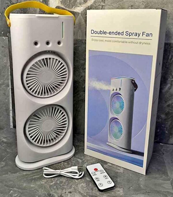VENTILADOR PORTATIL 5 EN 1 DOBLE AIRE FRIO Y HUMIDIFICADOR