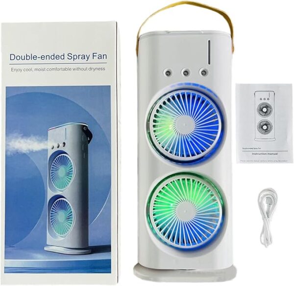 VENTILADOR PORTATIL 5 EN 1 DOBLE AIRE FRIO Y HUMIDIFICADOR