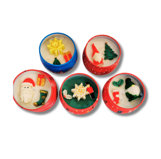 VELAS CON RECIPIENTES NAVIDEÑOS
