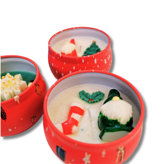 VELAS CON RECIPIENTES NAVIDEÑOS