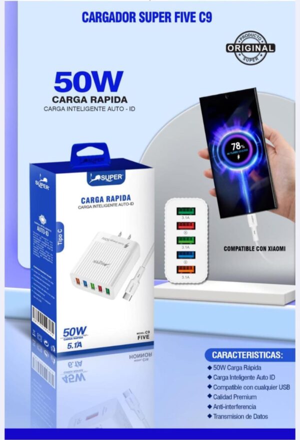 CARGADOR SÚPER 5 ENTRADAS