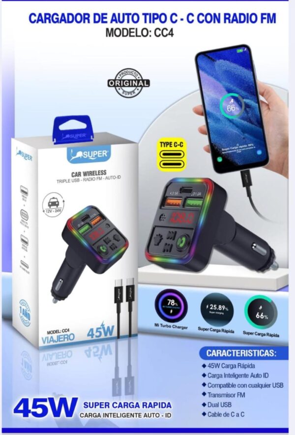 CARGADOR SÚPER ADAPTADOR BLUETOOTH
